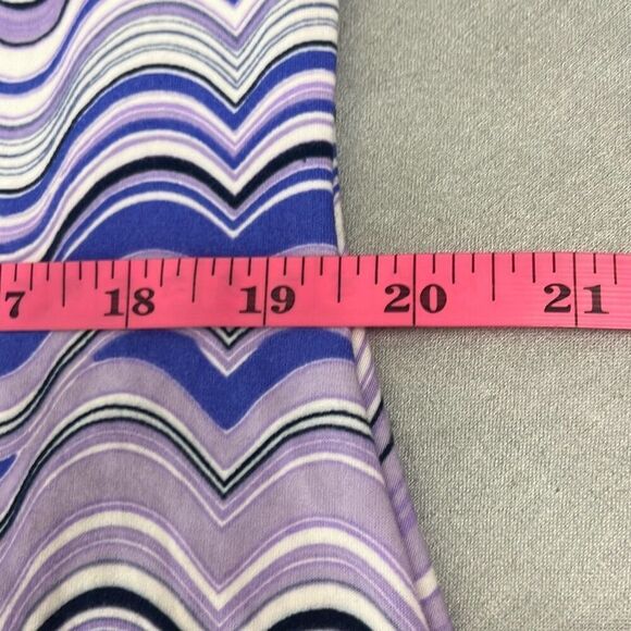 Just Be 2X Purple Abstract Wave Print Criss Cross Strappy Boho Mini Dress Beach - Picture 8 of 10